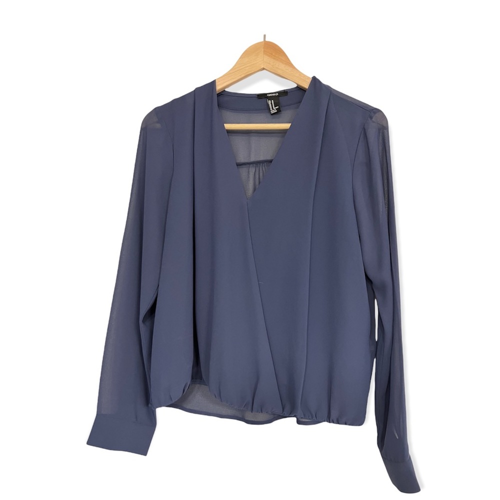 Forever 21 Blue Long Sleeve Blouse